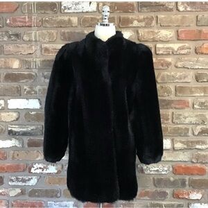 Elegant Vintage Jordache Black Faux Fur Coat